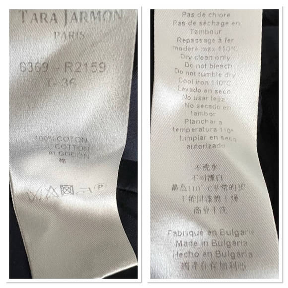 Tara Jarmon 100% Cotton Fit & Flare Robe Dress Sz 36 Navy Blue - Picture 9 of 9